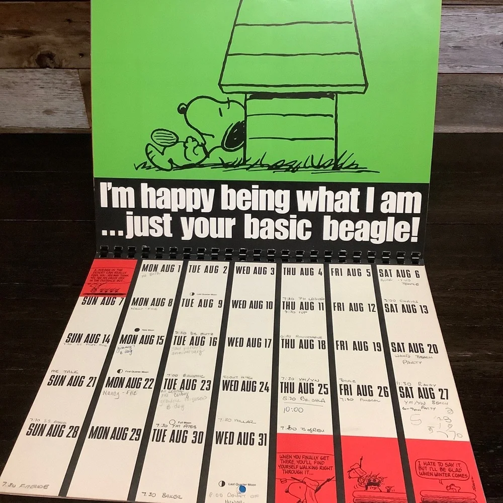 Vintage 1983 Snoopy & Friends Calendar Charles M. Schulz used, i show every page